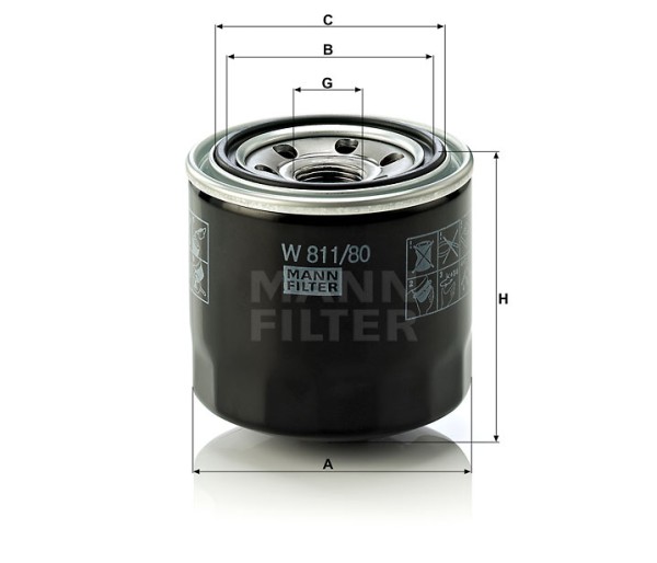 Ölfilter Mann Hummel - W 811/80 passend zu YANMAR